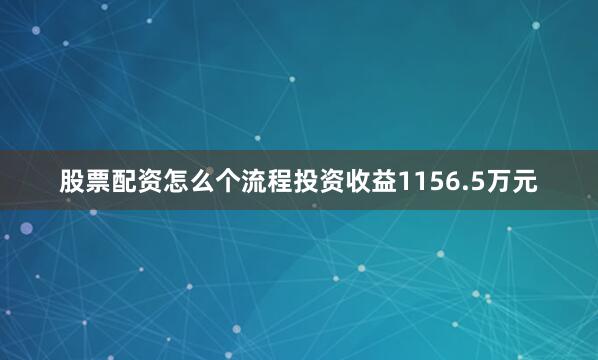 股票配资怎么个流程投资收益1156.5万元